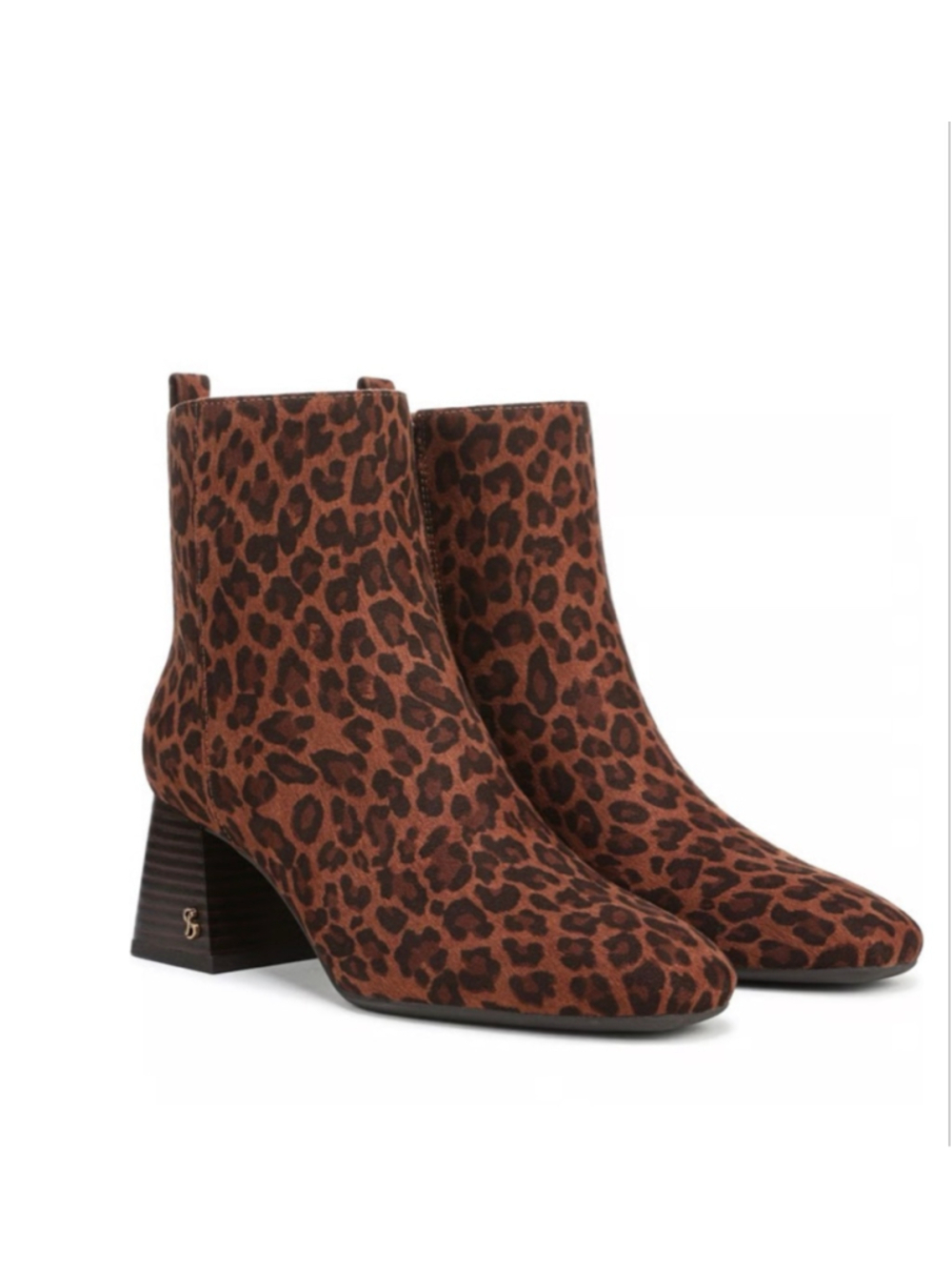 Women's Sam & Libby Leopard Print Ankle Boots Size 9 Brown Black